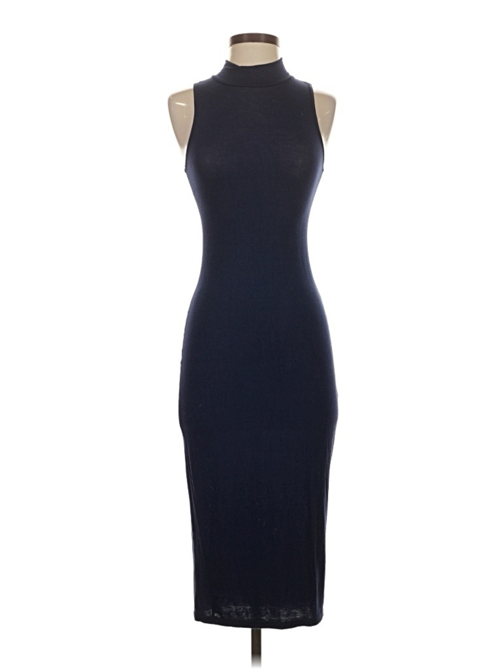 Boohoo Navy Sleeveless Mock Neck Midi Stretch Dress Size 4